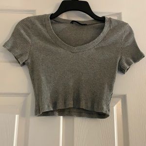 Ribbed Crop V-neck
